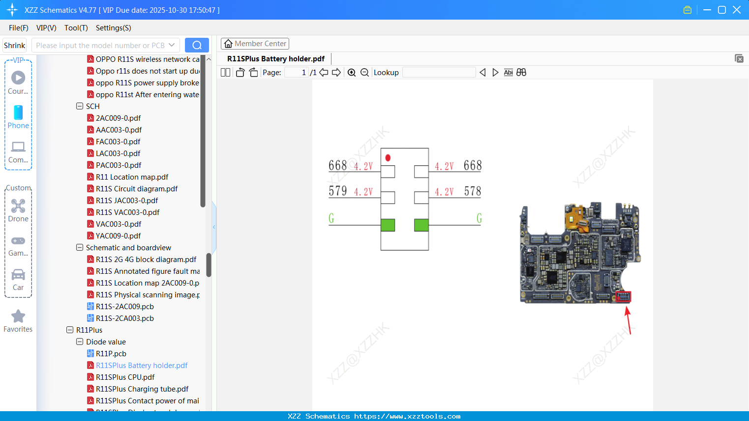 OPPO R11SPlus Battery Holder
